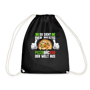 Weltbester Pizzabäcker Geschenkidee - Turnbeutel - Schwarz - Vorne