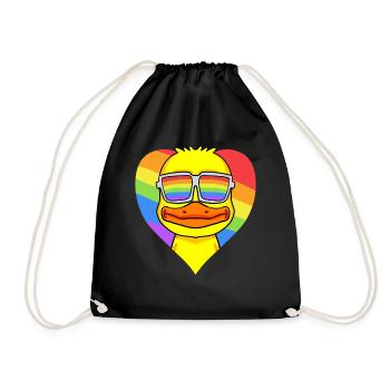 LGBT coeur avec l’arc-en-ciel canard - Sac de sport léger - noir - Devant