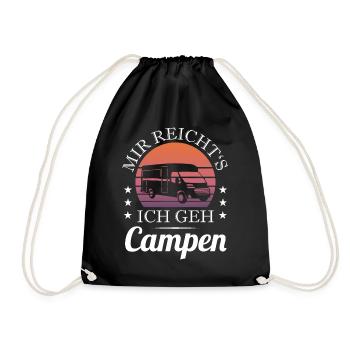 Camping Camper Wohnmobil Van Spruch Retro Geschenk - Turnbeutel - Schwarz - Vorne