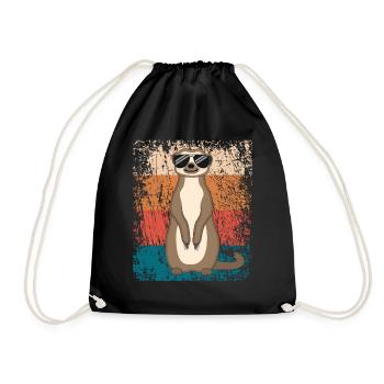 Meerkats Funny Gift Ladies Gentlemen Children - Drawstring Bag - black - Front