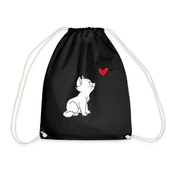 Cat Heart - Cute cat apparel for cat lovers - Turnbeutel - Schwarz - Vorne