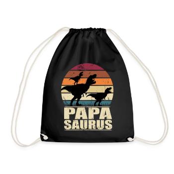Papasaurus T-Rex Dinosaur Family Dino Father - Drawstring Bag - black - Front