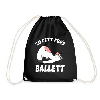 Ballerina Ballet Unicorn - Too Fat For Ballet - Drawstring Bag - black - Front