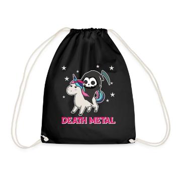 Death Metal - death riding unicorn funny unicorns - Drawstring Bag - black - Front