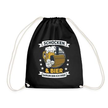 Schocken Und Bier Darum Bin Ich Hier Würfelspiel - Turnbeutel - Schwarz - Vorne