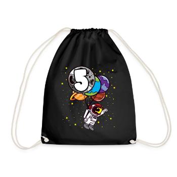 5 Birthday Astronaut 5 Years Space Planets - Drawstring Bag - black - Front