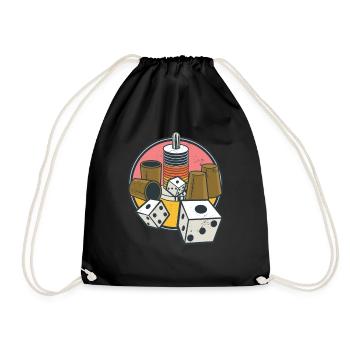 Schocken Würfelspiel Trinkspiel Kneipe - Turnbeutel - Schwarz - Vorne