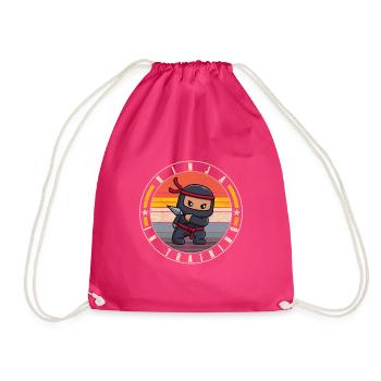 Ninja im Trainingsshirt, Süßes Ninja Training, - Turnbeutel - Fuchsia - Vorne