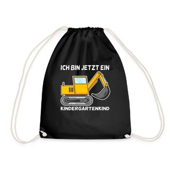 Kindergarten Bagger - Turnbeutel - Schwarz - Vorne