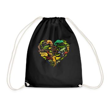 Reptile Heart Snake Lizard - Drawstring Bag - black - Front
