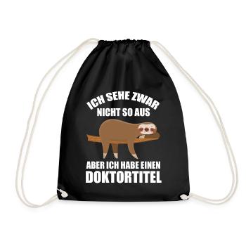 FaultierDoktorinDoktorandPromotion Doktortitel - Turnbeutel - Schwarz - Vorne