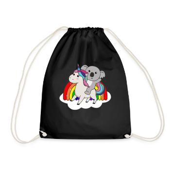 Koala Unicorn Rainbow Animals Koalas Unicorns - Drawstring Bag - black - Front