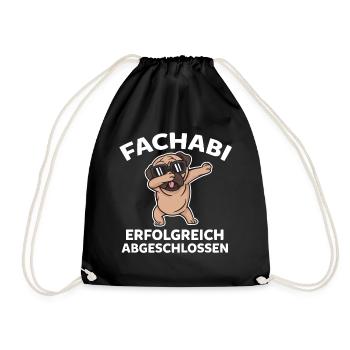 Hund Mops Gymnasium Fachabi Fachabitur Schulabschl - Turnbeutel - Schwarz - Vorne