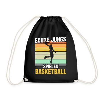 Echte Jungs spielen Basketball - Turnbeutel - Schwarz - Vorne