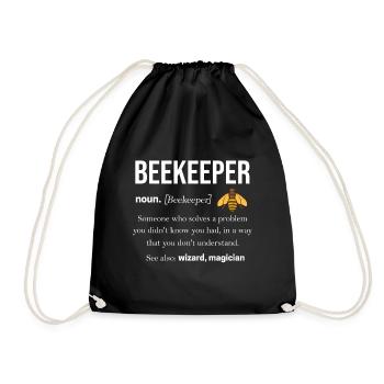 Beekeeper Bee Honey Insect Honeycomb Bumblebee Bee Honeycomb - Drawstring Bag - black - Front