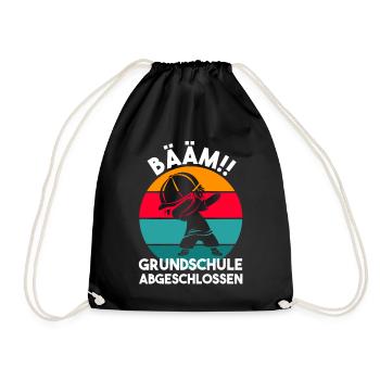 Bääm Grundschule Abgeschlossen Grundschulabschluss - Turnbeutel - Schwarz - Vorne