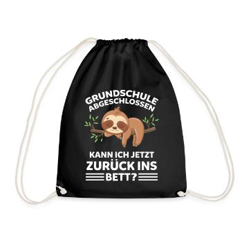 Faultier Grundschule Abschluss Schüler Grundschüle - Turnbeutel - Schwarz - Vorne
