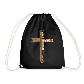 The Lord Will Fight For You Christian Cross Jesus - Sac de sport léger - noir - Devant