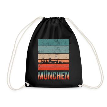 München Skyline - Turnbeutel - Schwarz - Vorne