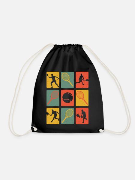 Retro Tennis Player Vintage Tennis Player - Drawstring Bag - black
