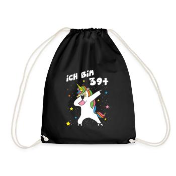 Ich bin 39 Einhorn Dab Dabbing Unicorn - Turnbeutel - Schwarz - Vorne