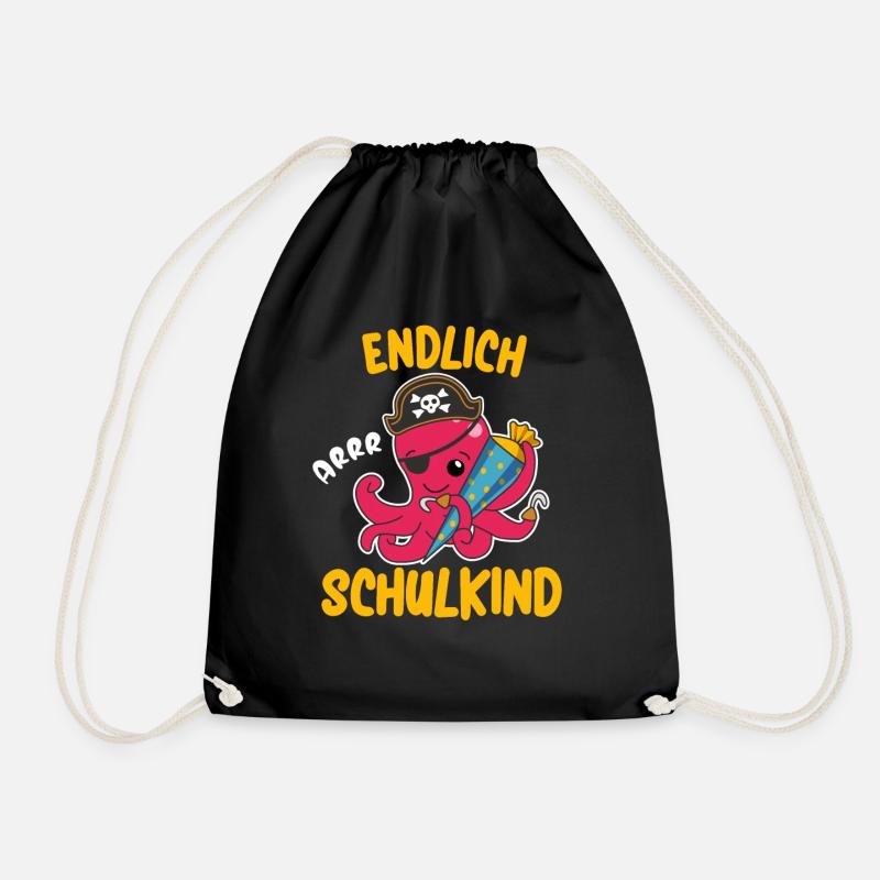 Pirat Oktopus Einschulung Schule Kinder Schultüte - Turnbeutel - Schwarz