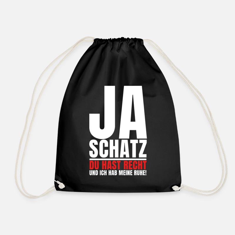 JA SCHATZ DU HAST RECHT! Lustiges Partner - Turnbeutel - Schwarz