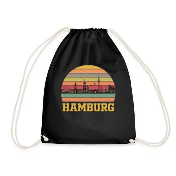 Hamburg - Turnbeutel - Schwarz - Vorne