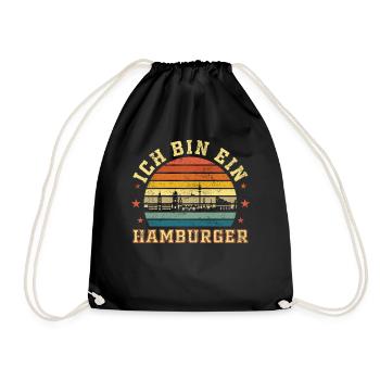 Ich bin ein Hamburger - Turnbeutel - Schwarz - Vorne