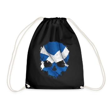 Scotland Flag Skull - Drawstring Bag - black - Front