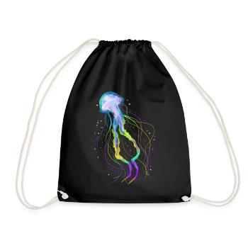 Colorful Ocean Jellyfish - Psychedelic Jellyfish - Drawstring Bag - black - Front