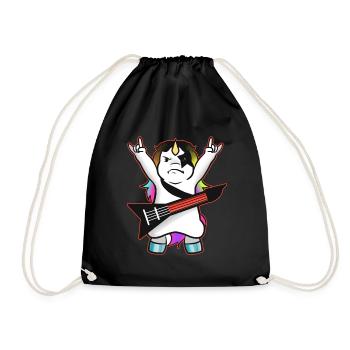 Guitar Playing Black Metal Unicorn - Drawstring Bag - black - Front