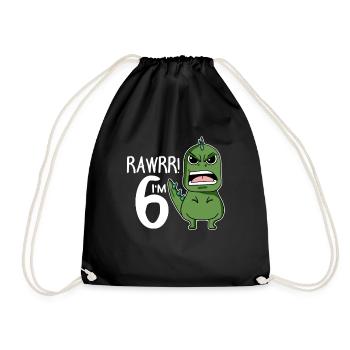 6e anniversaire - 6 ans - J’ai 6 ans - Sac de sport léger - noir - Devant