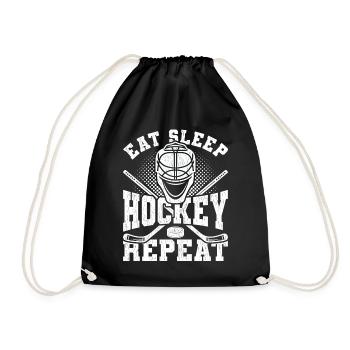 Eat Sleep Hockey Repeat - Drawstring Bag - black - Front