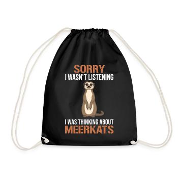 Meerkats Saying Gift Ladies Gentlemen Children - Drawstring Bag - black - Front