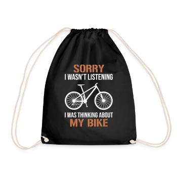 Bike MTB Mountain Bike Funny Saying Gift - Drawstring Bag - black - Front