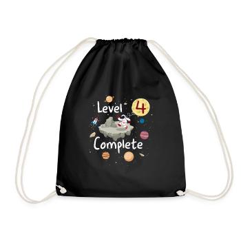 Astronaut 4th Birthday Level 4 Complete Space 4 - Drawstring Bag - black - Front
