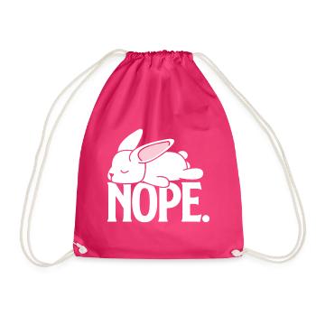 Nope Lazy Rabbit Funny Cute Rabbit Sleeping Rabbit - Drawstring Bag - fuchsia - Front