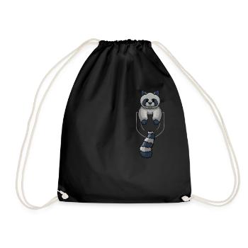 Raccoon In Pocket Front Pocket Raccon Chest Pocket - Drawstring Bag - black - Front