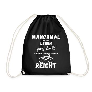 Fahrrad Bike Rad Räder cooles Herren & Damen Shirt - Turnbeutel - Schwarz - Vorne