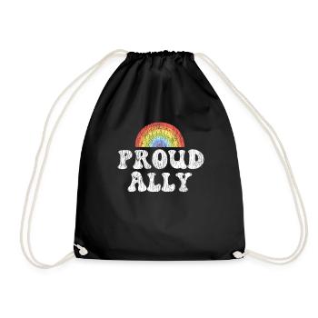 LGBT Pride Rainbow Proud Ally - Drawstring Bag - black - Front