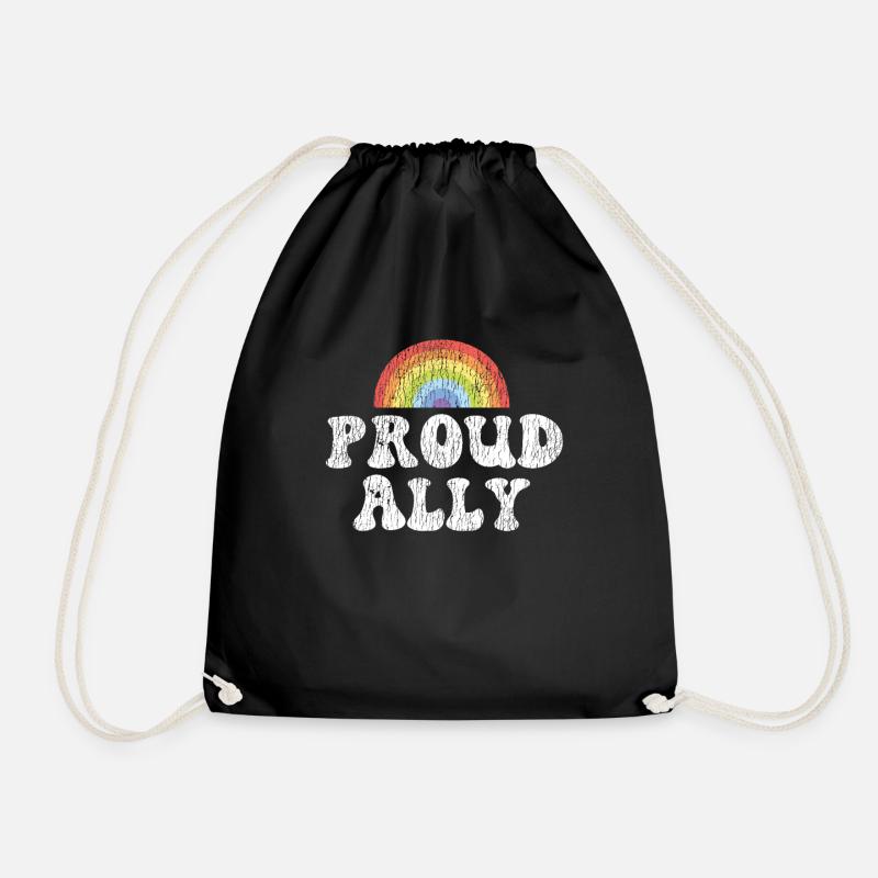 LGBT Pride Rainbow Proud Ally - Turnbeutel - Schwarz