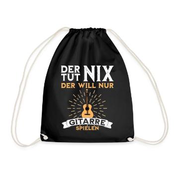 Der tut nix der will nur Gitarre spielen lustiger - Turnbeutel - Schwarz - Vorne