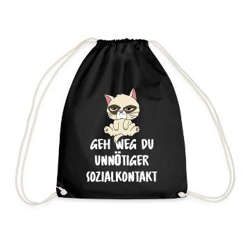 Geh Weg du unnötiger Sozialkontakt Faule Katze - Turnbeutel - Schwarz - Vorne