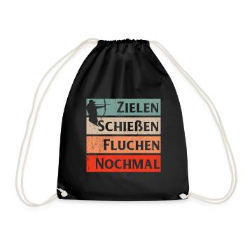 Bogenschießen Geschenk Zielscheibe Langbogen Pfeil - Turnbeutel - Schwarz - Vorne