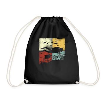 Scuba Diving Diver Vintage Retro - Turnbeutel - Schwarz - Vorne