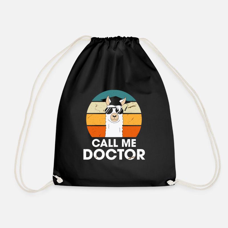 Call Me Doctor Lama Alpaka Doktor Ph.D Studium - Turnbeutel - Schwarz