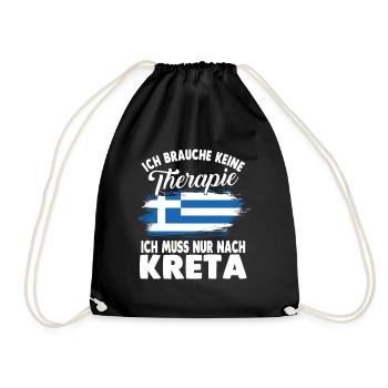 Ich brauche keine Therapie ich muss nur nach Kreta - Turnbeutel - Schwarz - Vorne