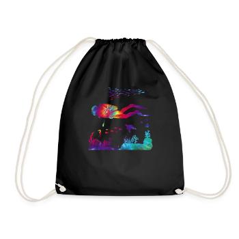 Scuba Diving Diver Girl Tie Dye - Turnbeutel - Schwarz - Vorne