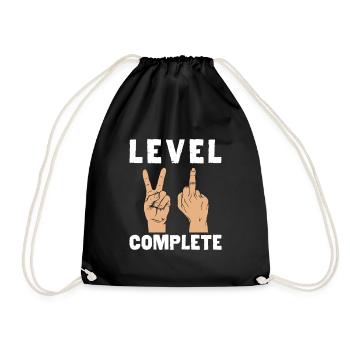 Level 21 Complete Mittelfinger 21 Geburtstag - Turnbeutel - Schwarz - Vorne